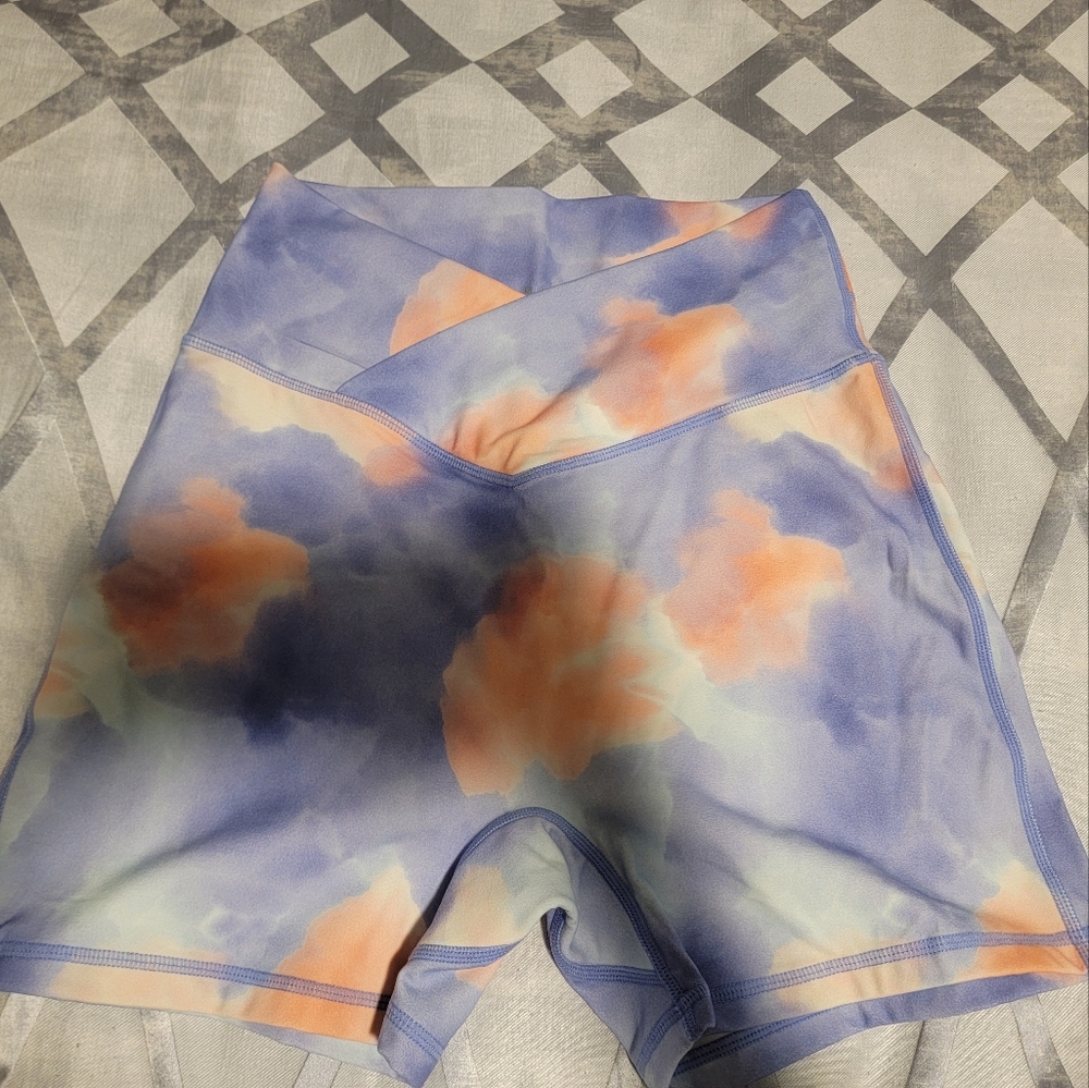 BuffBunny Siren Shorts Size Medium Rainwater Blue Tie Dye